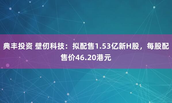 典丰投资 壁仞科技：拟配售1.53亿新H股，每股配售价46.20港元